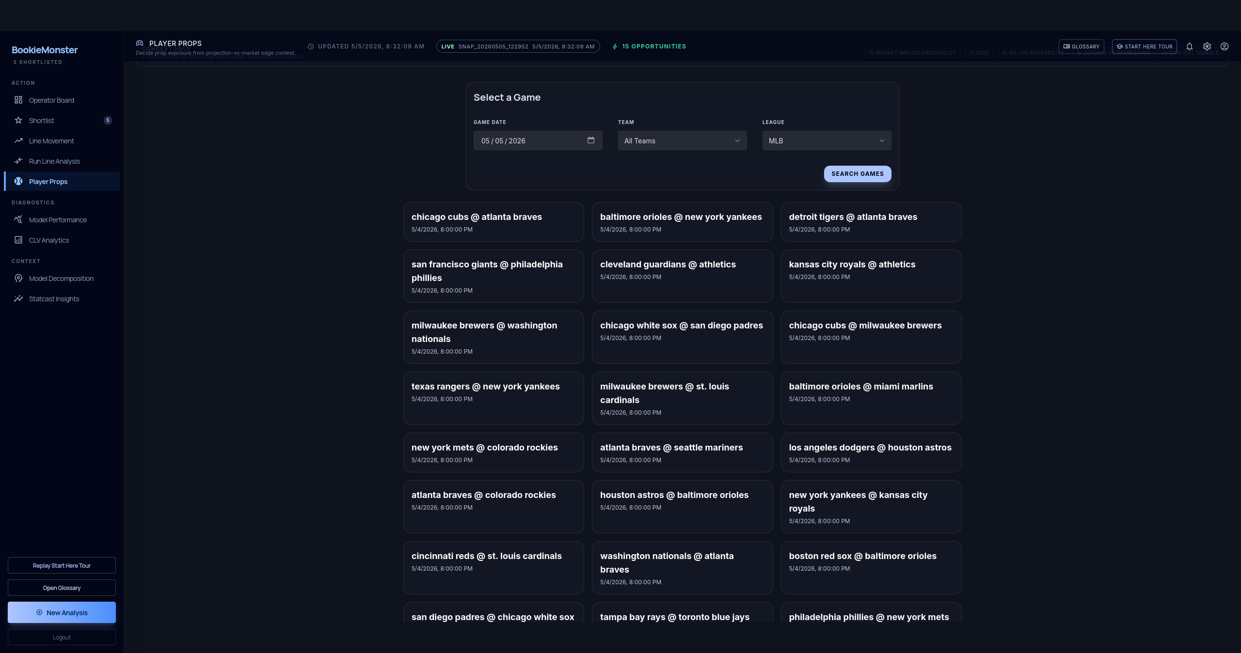BookieMonster platform screenshot