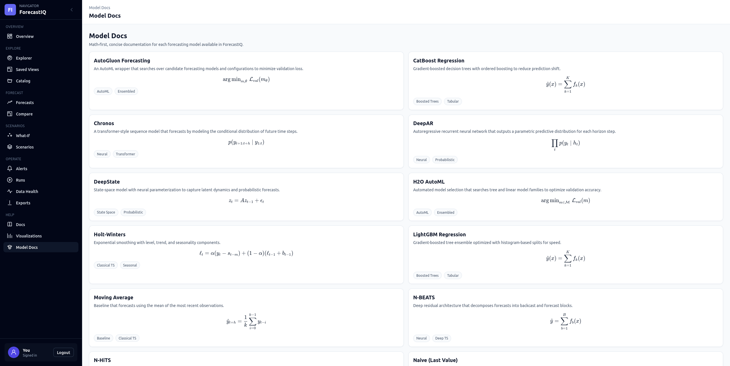 ForecastIQ platform screenshot